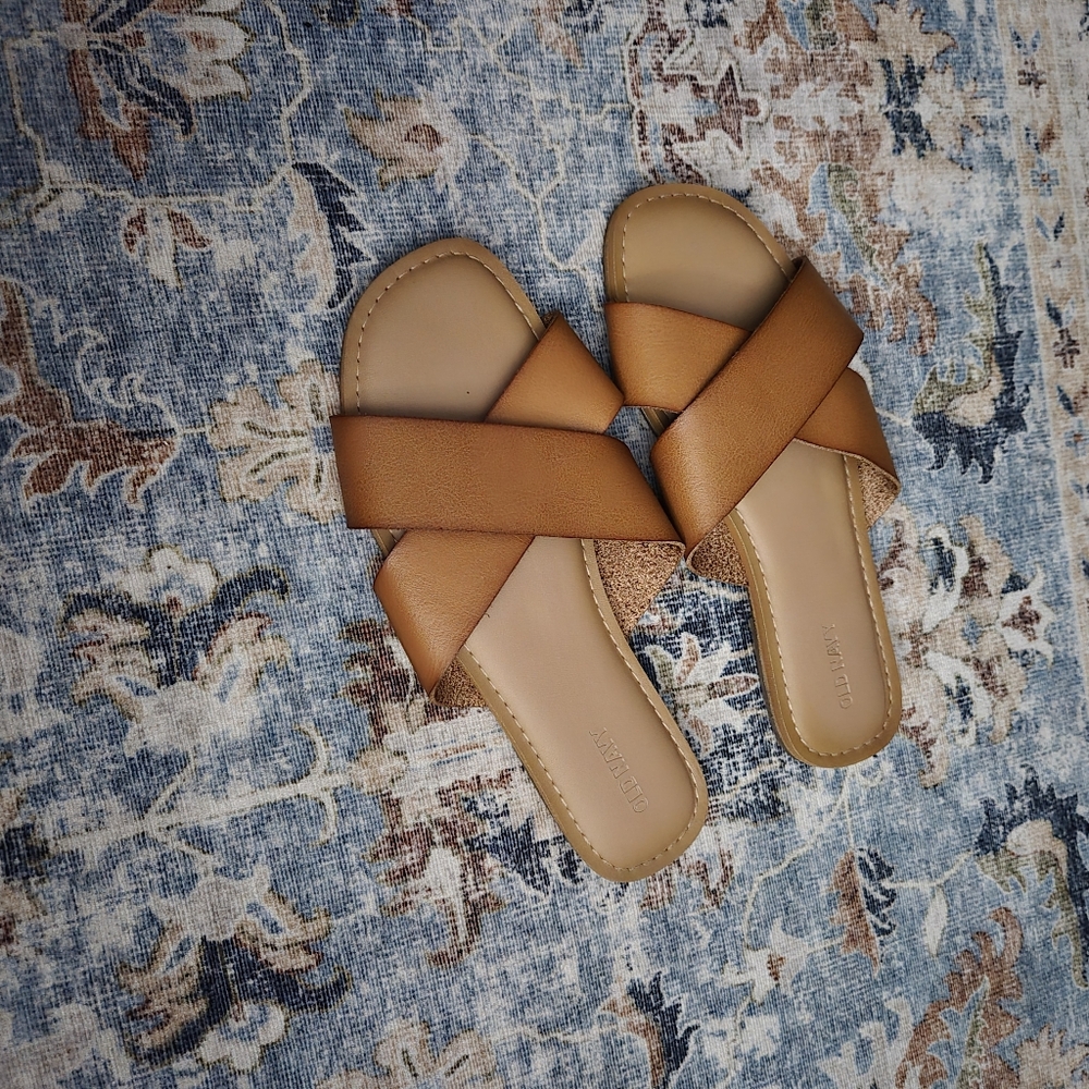 Women's Tan Slide Sandals